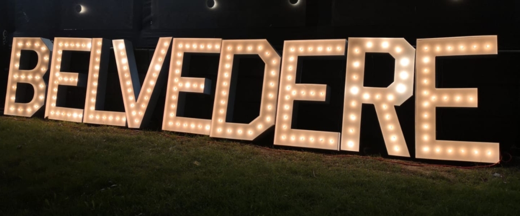 Hamilton Marquee Letters with Light at a Hamilton Summer Party