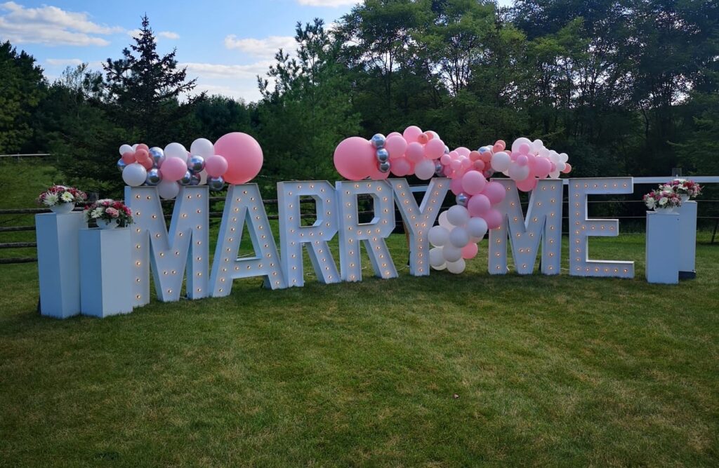 Marquee Letters with Balloons Waterloo - Wedding Proposal Rentals in Waterloo
