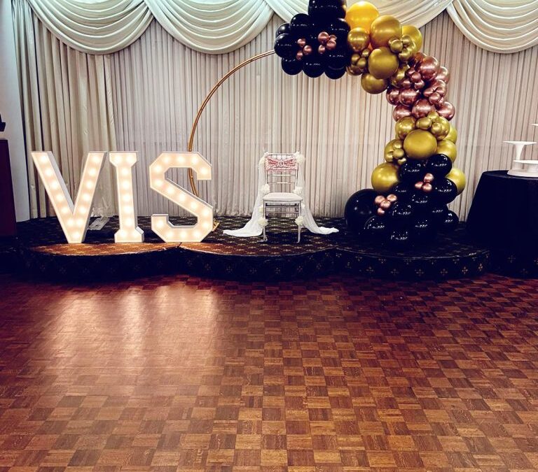 Balloon Half-Arch Decor with Marquee Letters Mississauga