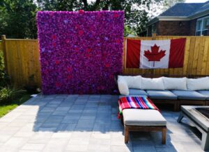 A-Colourful-Purple-Lavender-Flower-Wall-Whitby-with-a-Canadian-Flag-Easter-Decor-Celebrations-Party-Rental-Whitby-Party-300x219