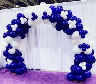 Blue-and-White-Full-Arch-Balloon-Decor-Waterloo Party Rental Ideas 