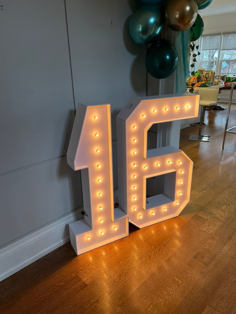 Bright-Marquee-Numbers-with-Balloon-Decor-Niagara-Falls-Marquee Letter Rentals  Niagara Falls