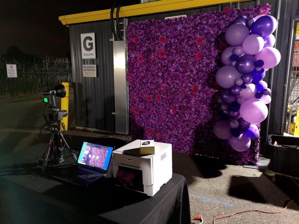 Purple-Roses-Flower-Wall-with-Photo-Booth-Rental-Holiday Event Rental Mississaugaaa