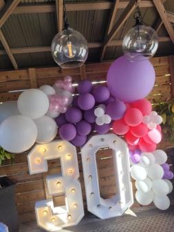White-Marquee-Numbers-with-Multi-Coloured-Balloon-Decor-Brampton-Night Party Rental Brampton.